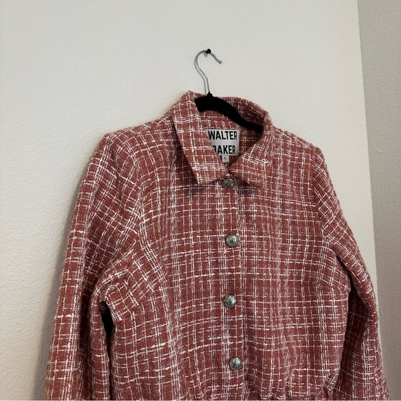 Walter Baker Nelly Tweed Buttoned Jacket Pink White Size Large Women’s Collared - Picture 4 of 12